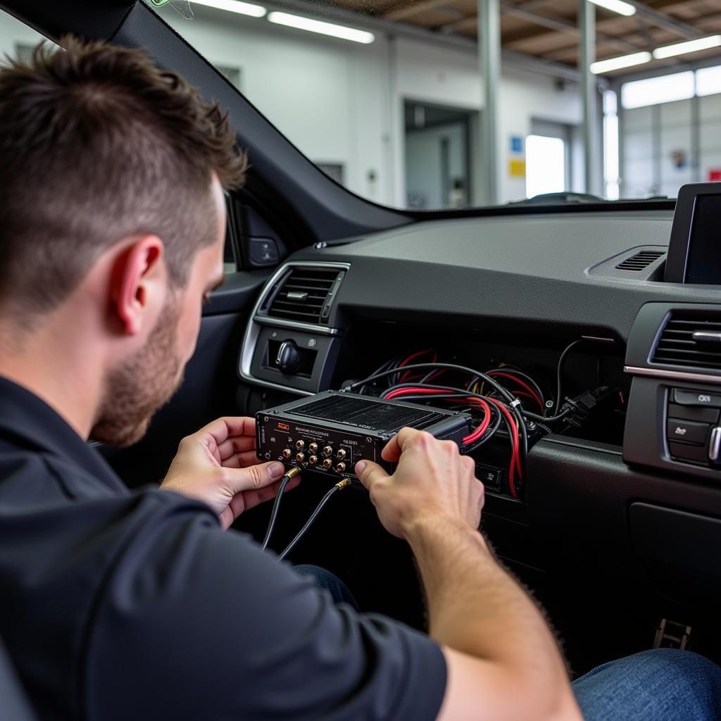 Professional installation of BMW M4 audio upgrades