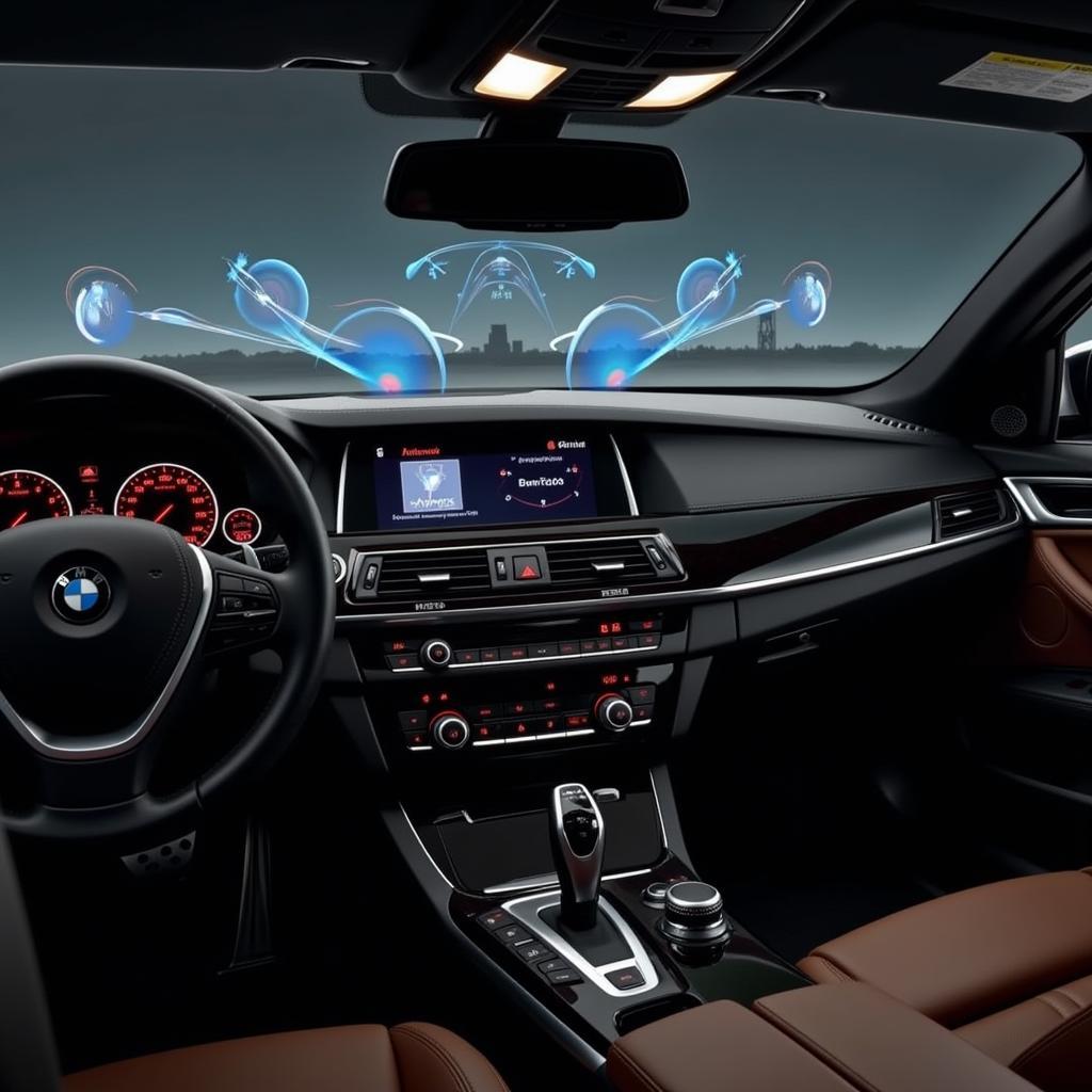 BMW M5 Interior with Highlighted Audio System