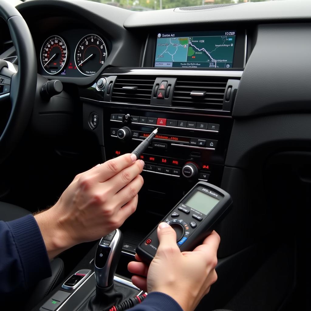 BMW X3 Technician Checking Audio Amplifier