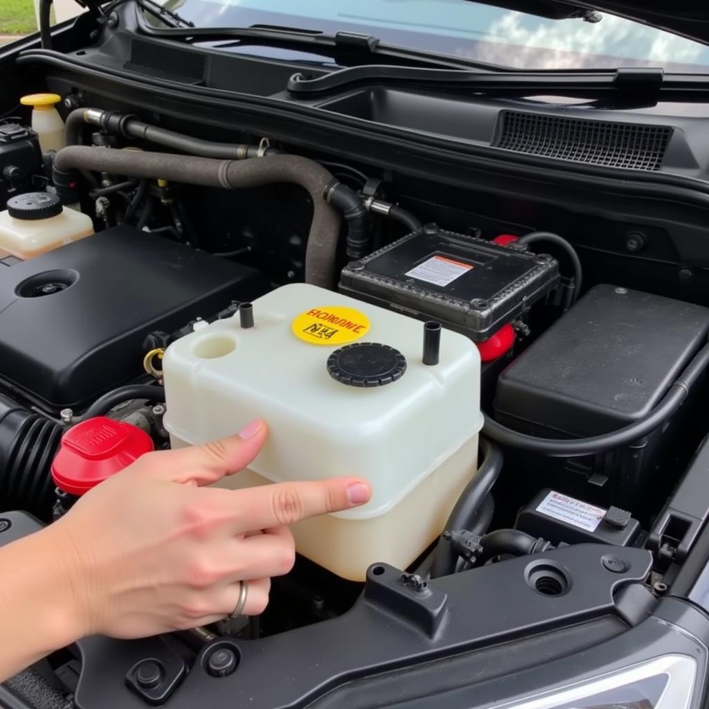 Checking the brake fluid reservoir in a car