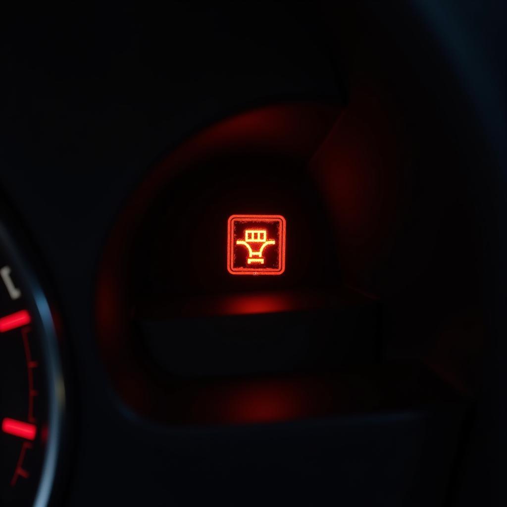 Brake Warning Light Illuminated on Car Dashboard