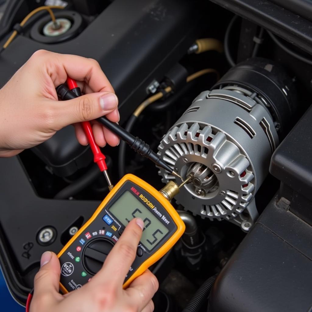 Checking car alternator with a multimeter