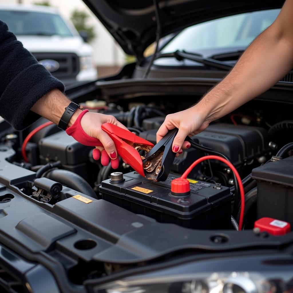 Jump Starting a Car with Empty Battery