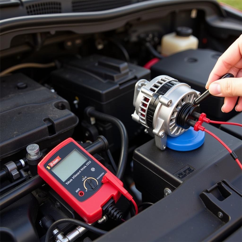 Checking the alternator with a multimeter