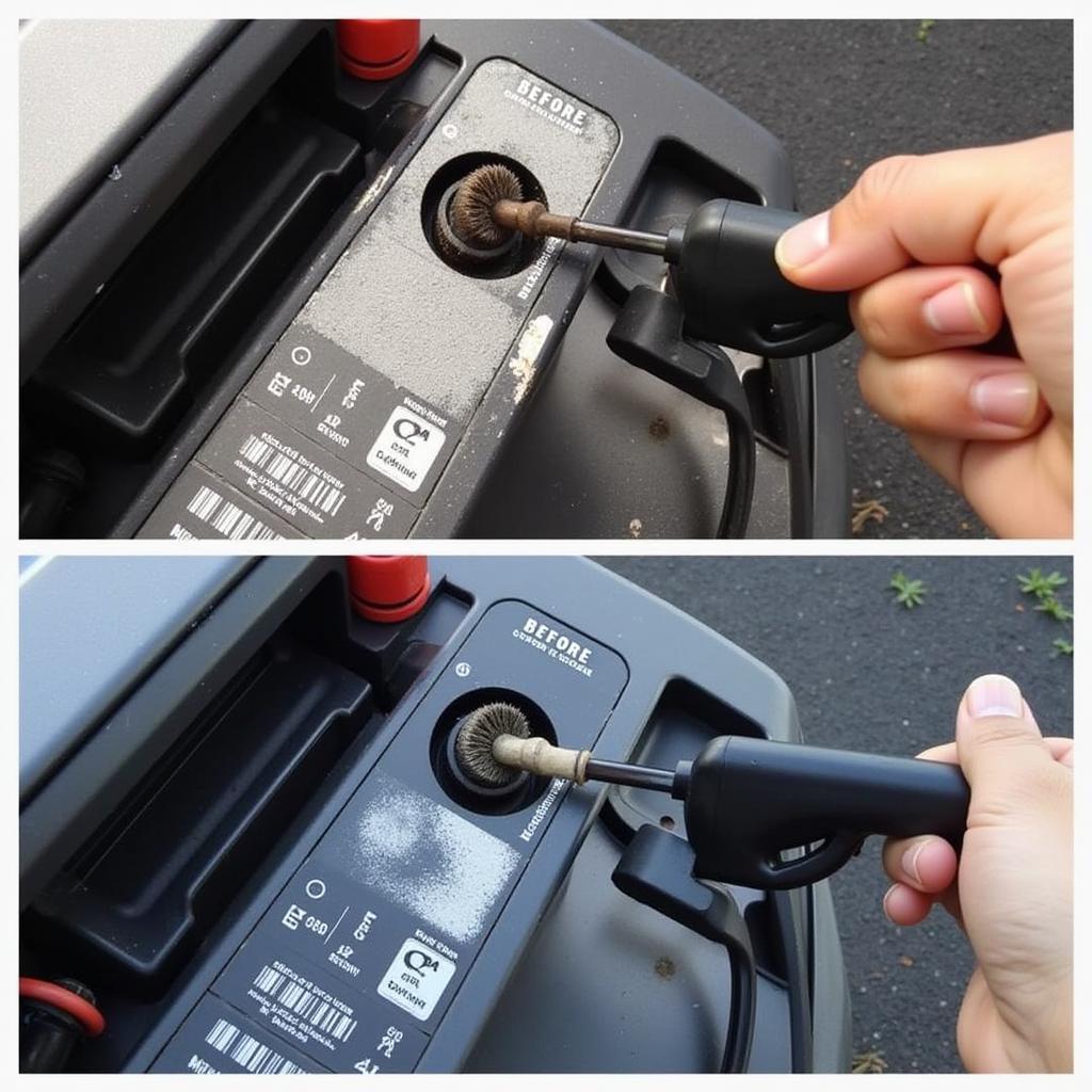 Cleaning car battery terminals to prevent drain caused by car charger