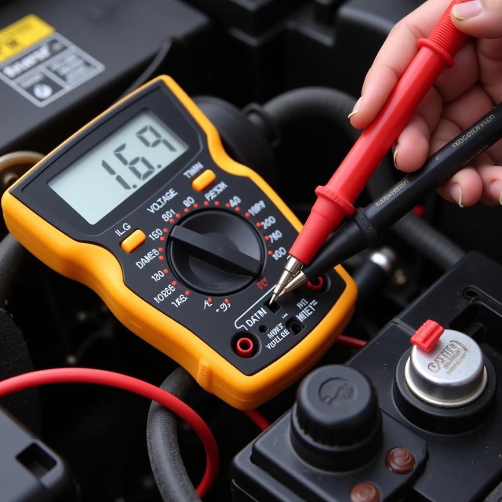 Testing Car Battery with Multimeter