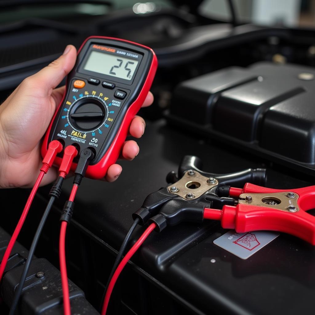 Testing Car Battery Voltage with Multimeter