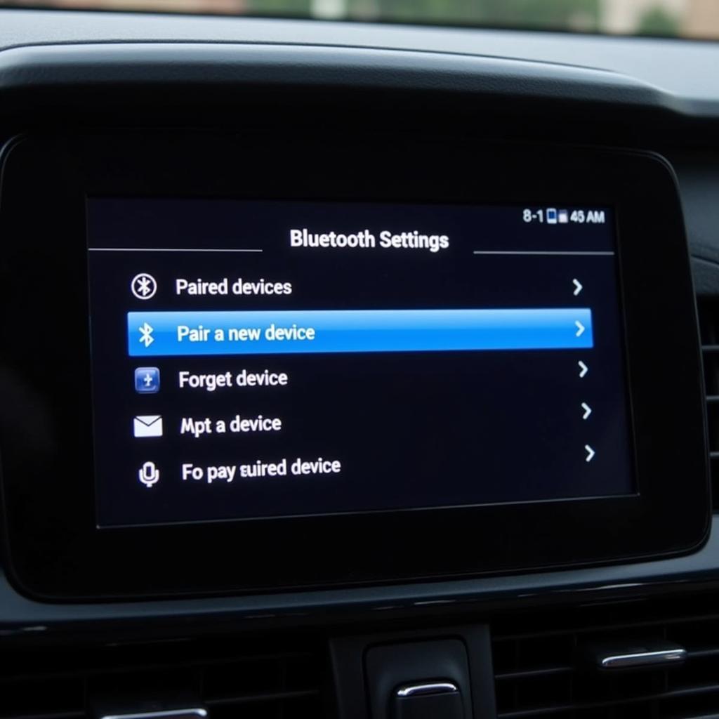 Navigating Car Bluetooth Settings Menu