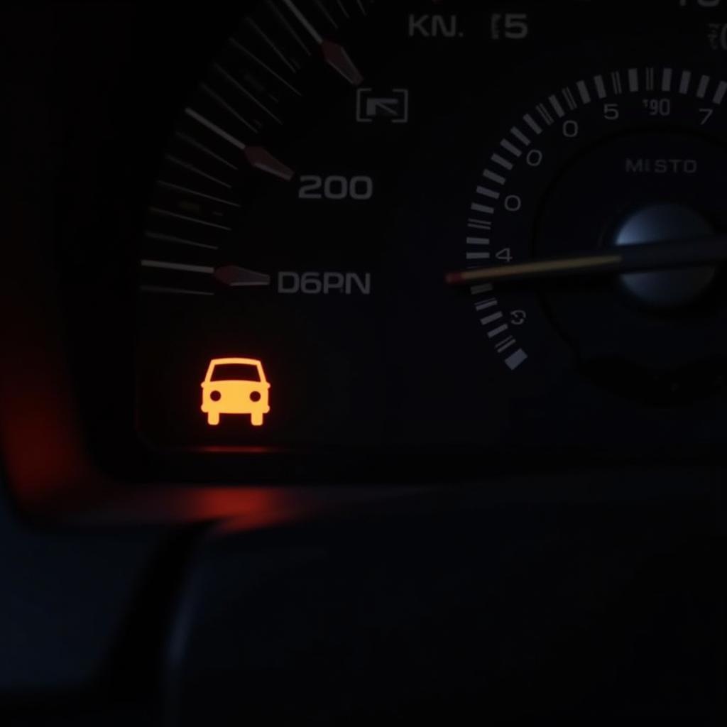 Car Dashboard with Check Engine Light On