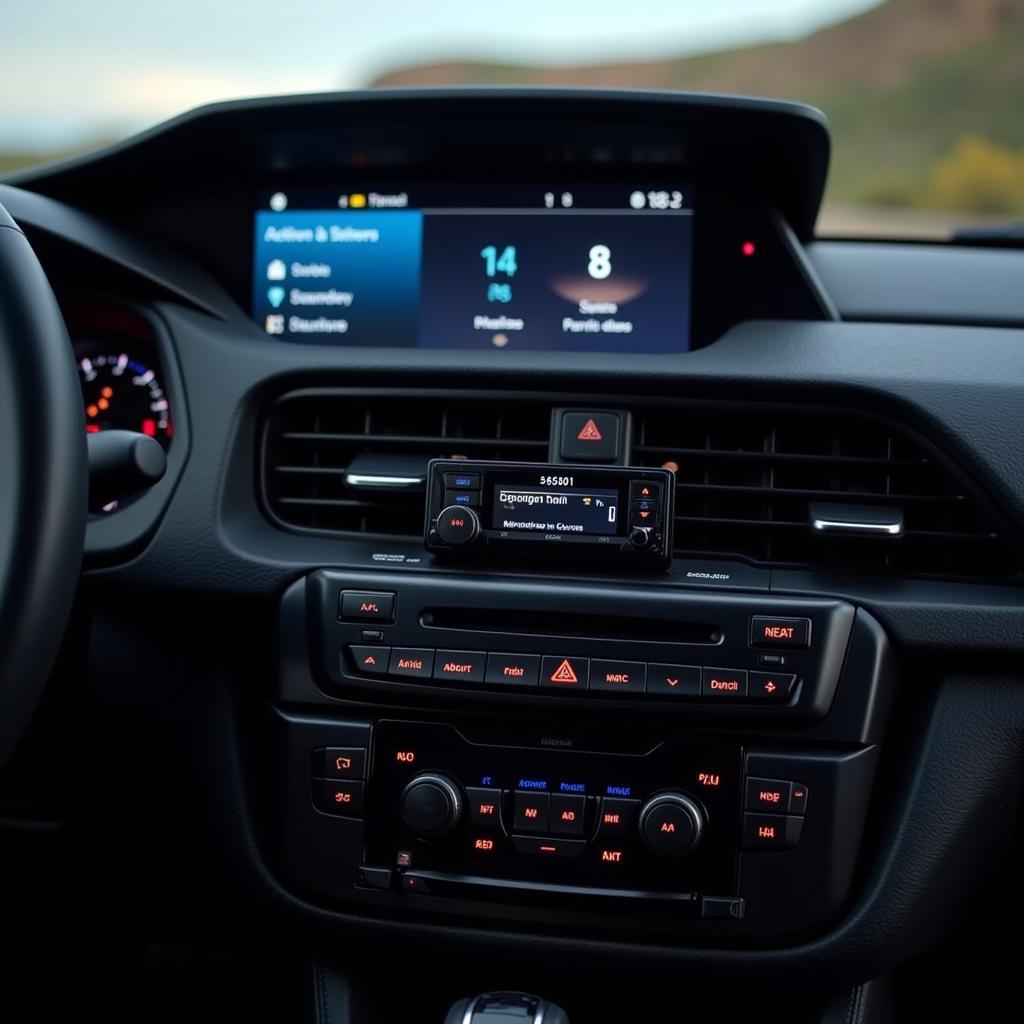 Car Dashboard with Integrated Satellite Radio Receiver