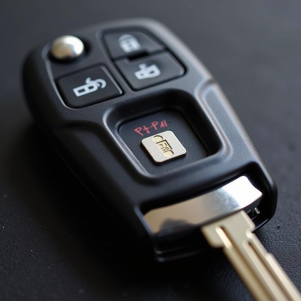 Car key with embedded transponder chip for immobilizer system