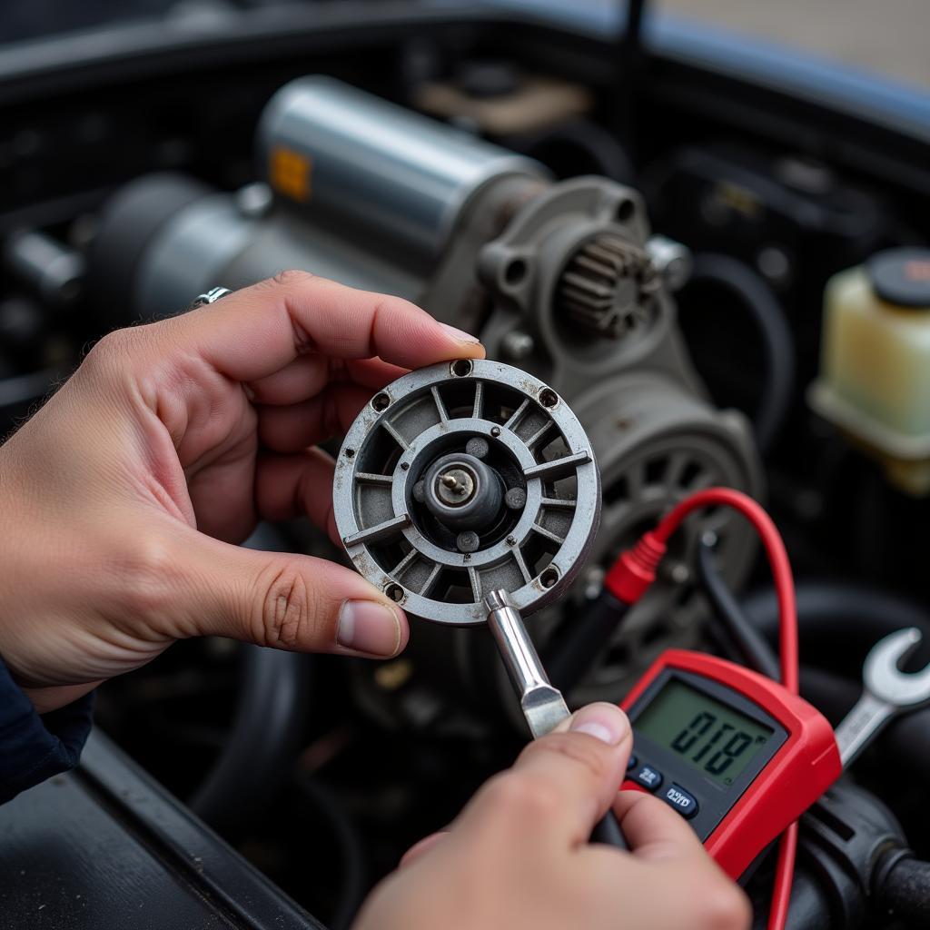 Inspecting Car Starter Motor