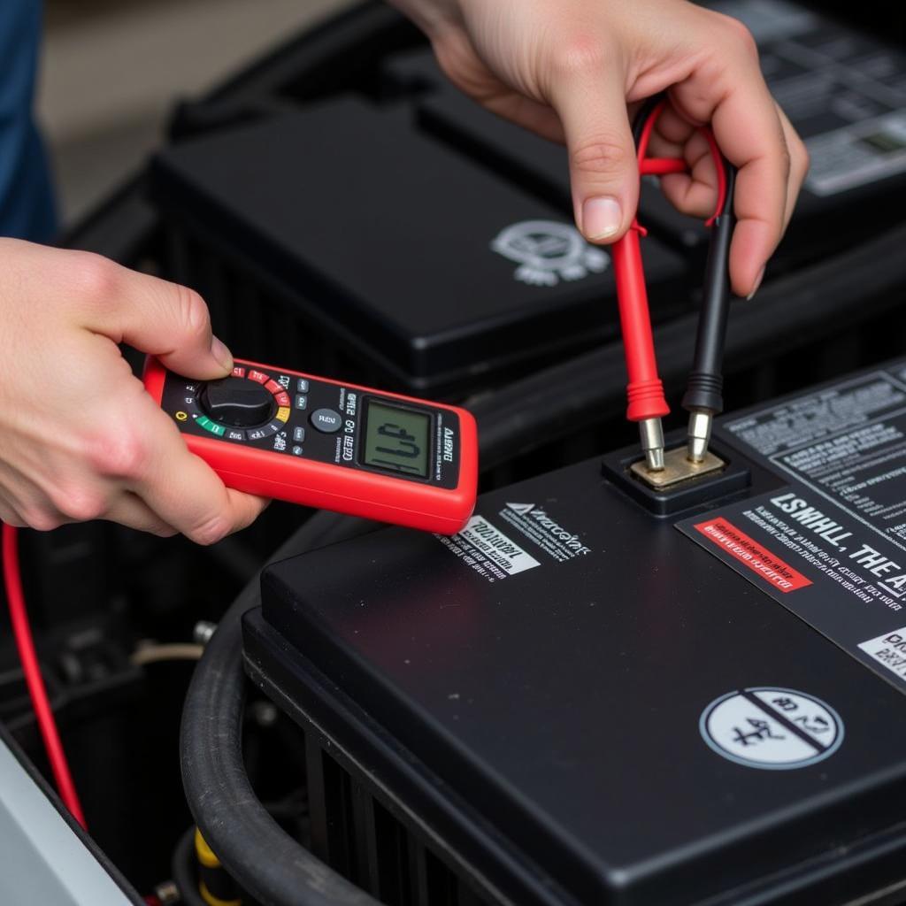 Checking Car Battery Voltage with Multimeter