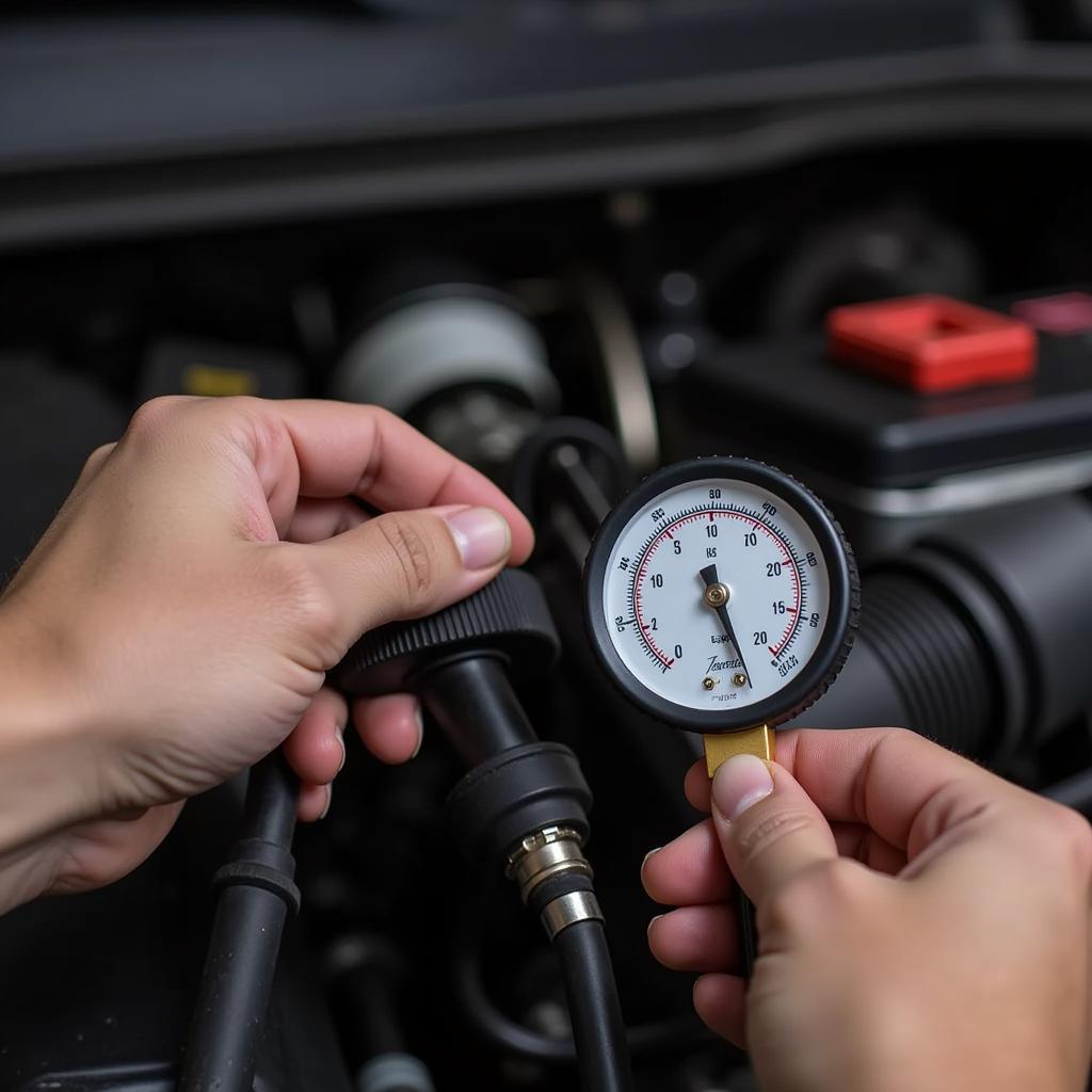 Mechanic Checking the Car Fuel System