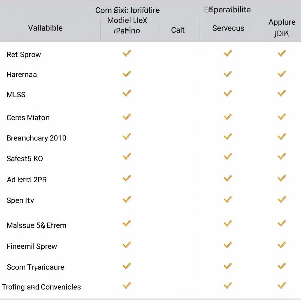 Chart showing compatible vehicles and devices for VCDS mobile interfaces