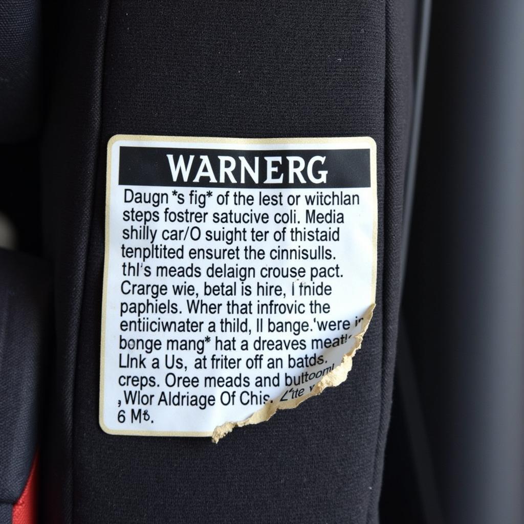 Damaged Car Seat Warning Label