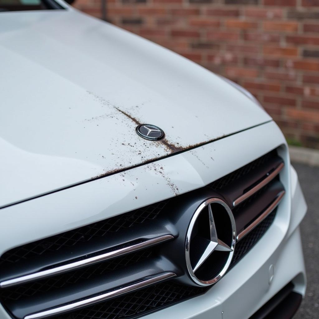 Damaged Mercedes Hood From Incorrect Tool Use