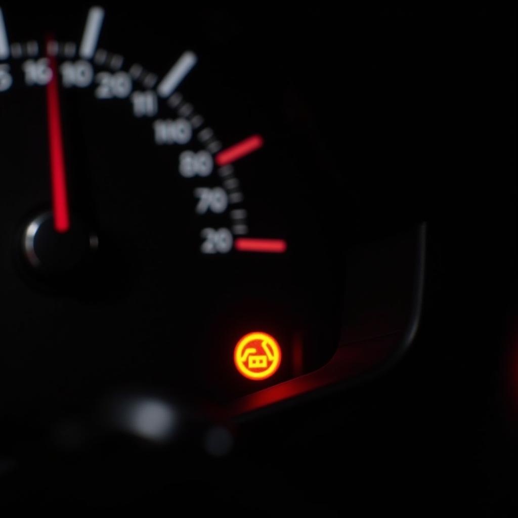 Dim Brake Light on Car Dashboard