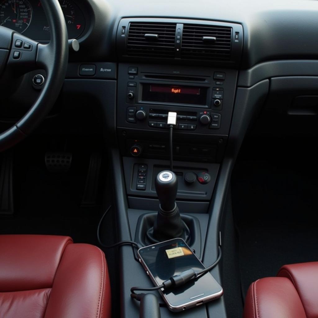 E46 BMW with AUX Kit in Use