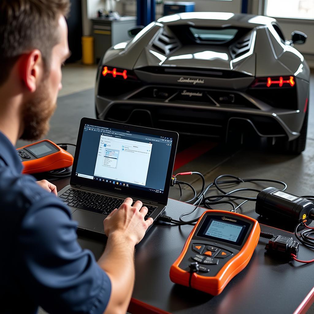 Lamborghini Diagnostic Tools in Use