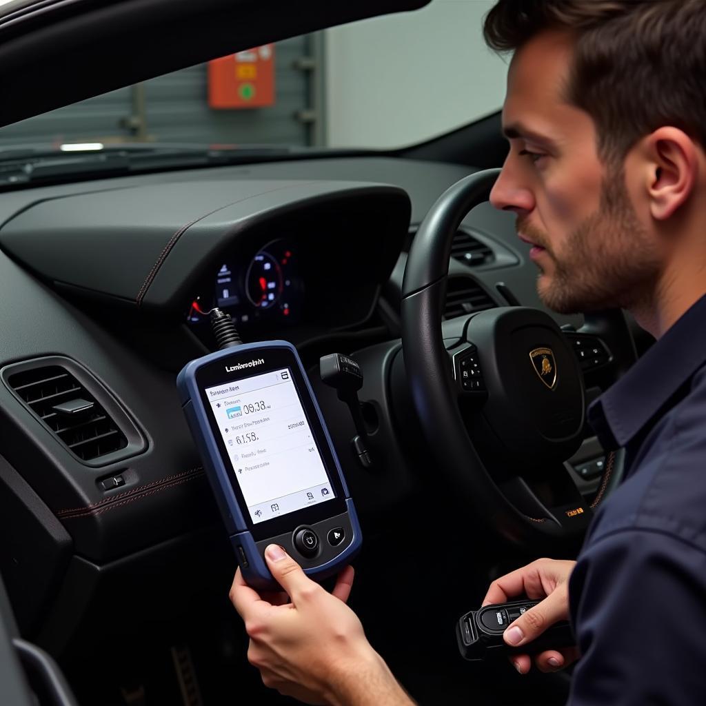 Lamborghini Gallardo Diagnostic Scan Tool in Use