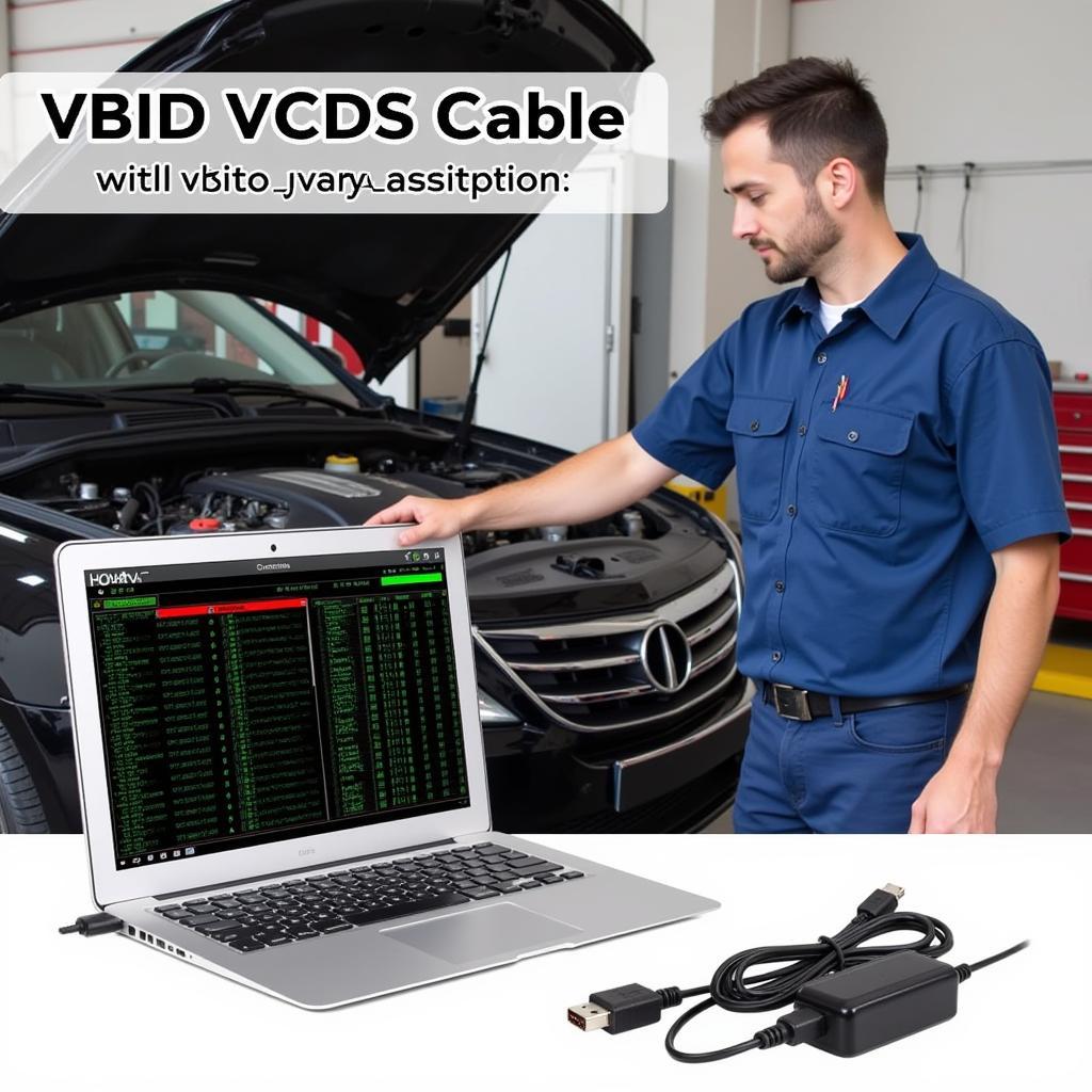 Mechanic Using VCDS Cable to Diagnose Car