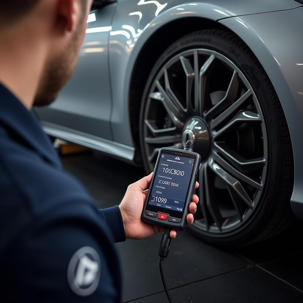 Mercedes Benz Diagnostic Scanner in Use