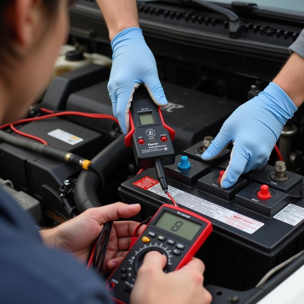 Checking the battery on a 2000 Mercury Sable as part of anti-theft reset.