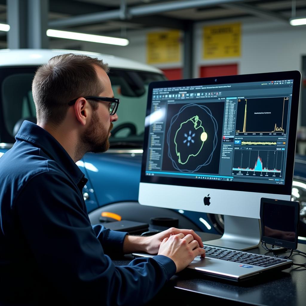 Technician Performing Remote Diagnostics on Mini R56