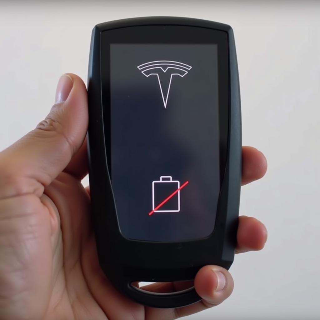 Tesla Key Fob Showing Low Battery Indicator