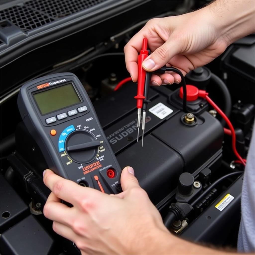 Testing Car Battery with Multimeter