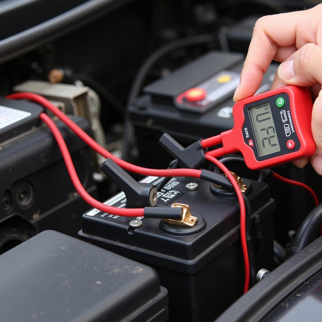 Testing Car Battery Voltage with Multimeter