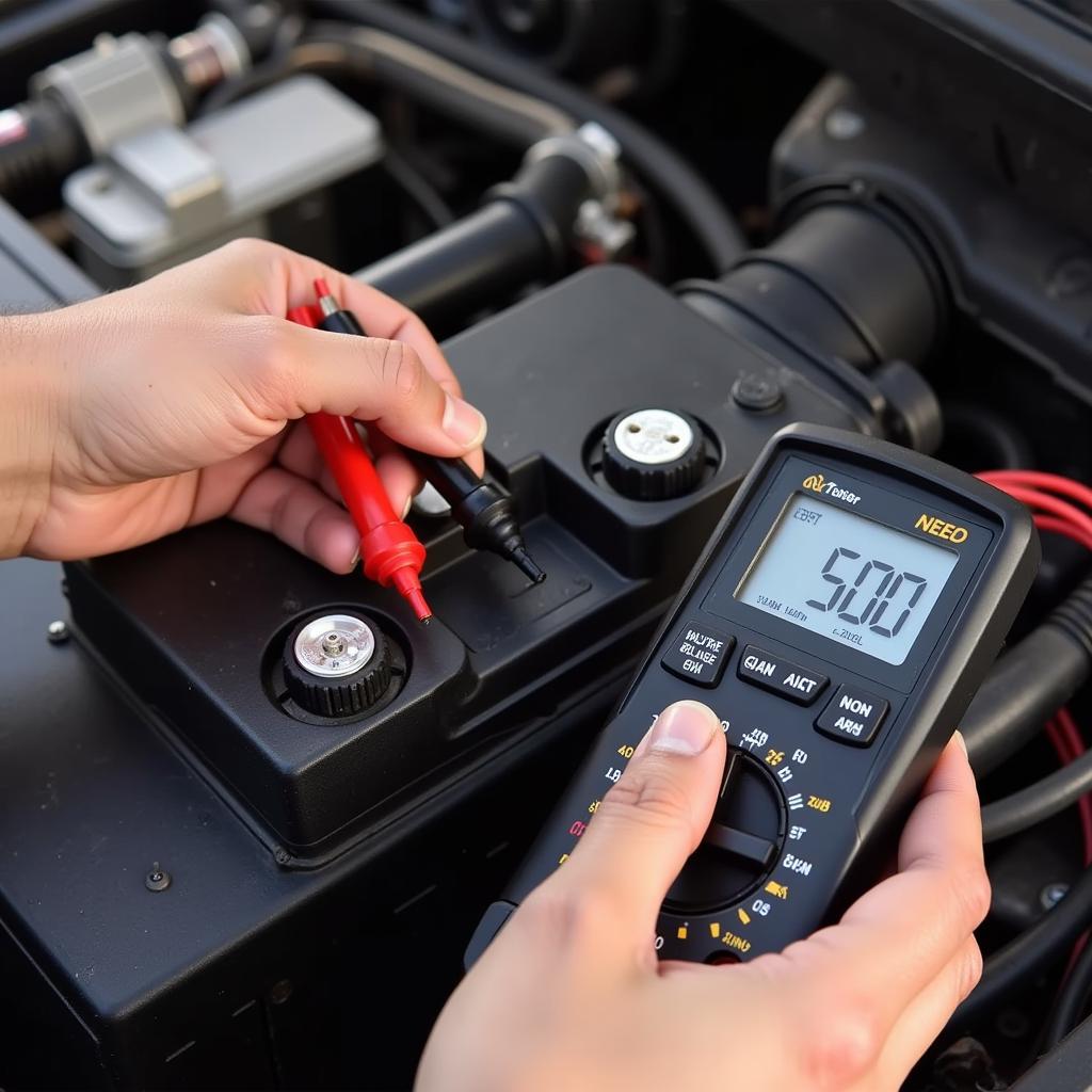 Testing Car Battery Voltage with a Multimeter