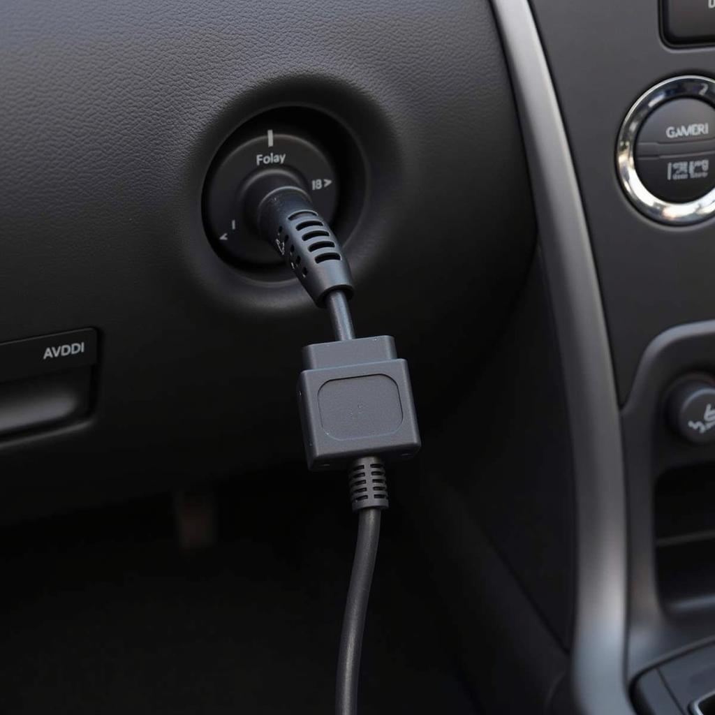 VCDS Cable Connected to OBD-II Port