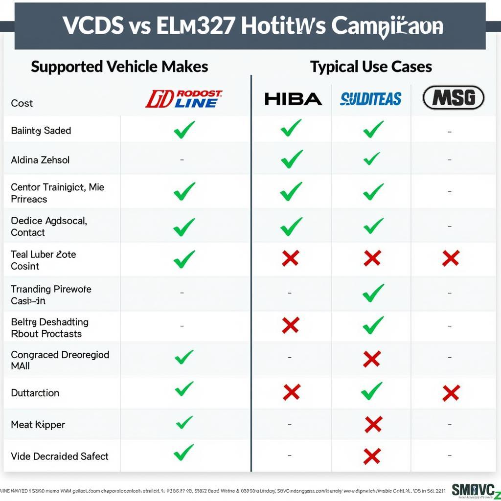 VCDS vs Elm327 Comparison Chart