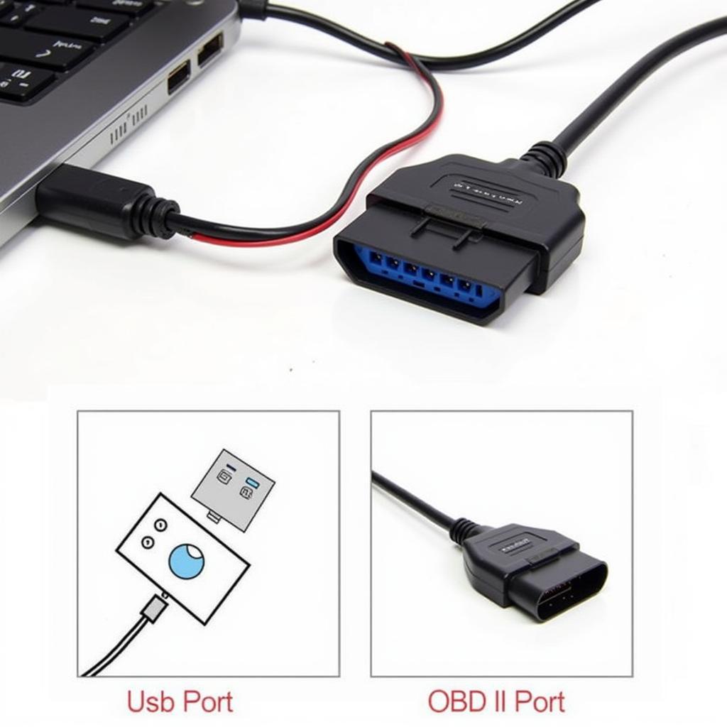 VCDS Interface Connected to Windows 10 Laptop and Car's OBD-II Port