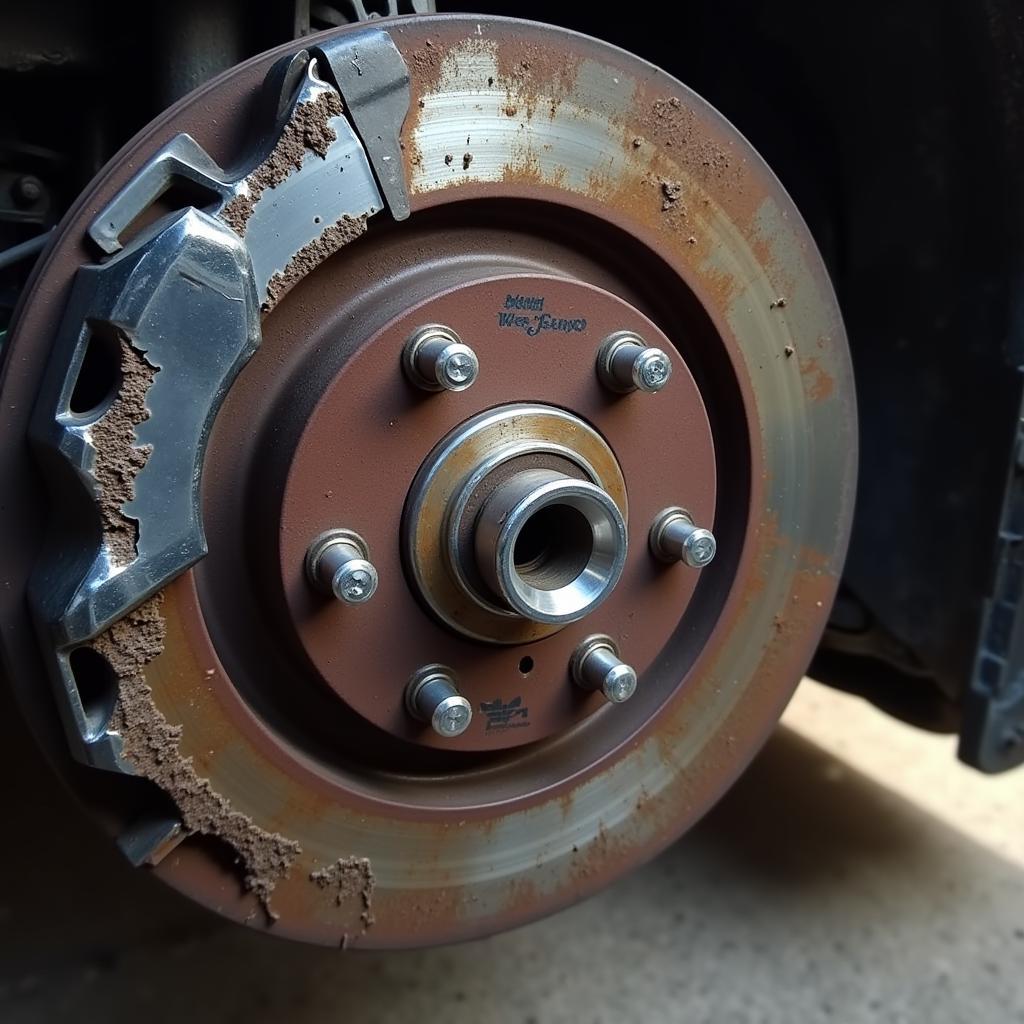 Worn Brake Pads on a Mini Cooper