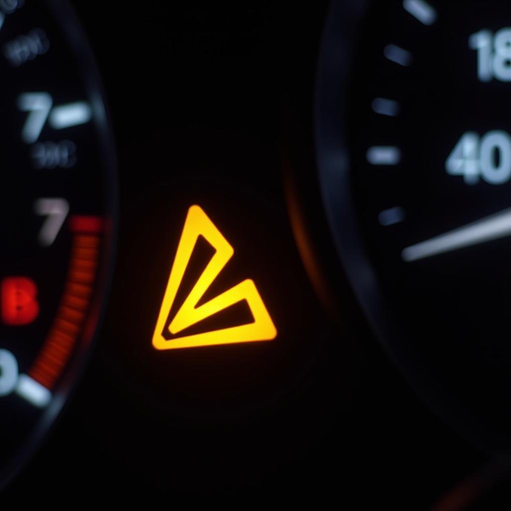 Yellow Brake Warning Light on Car Dashboard