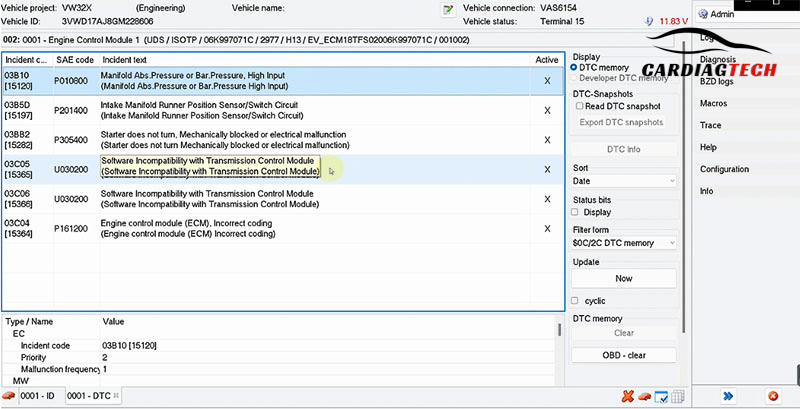 Step 1: Check DTC Memory