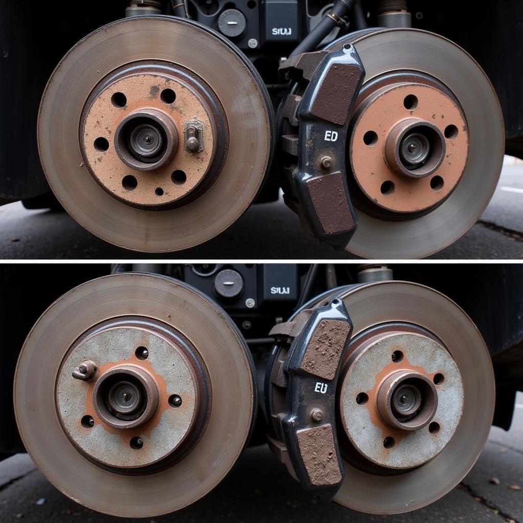 Worn brake pads on a 2003 Hyundai Santa Fe