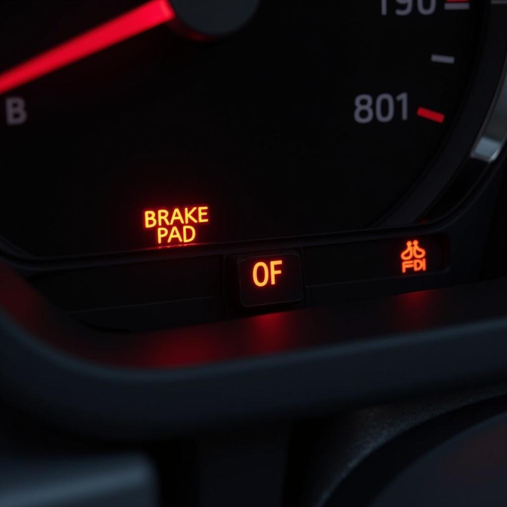 2010 Audi A8 Dashboard with Brake Pad Warning Light Illuminated