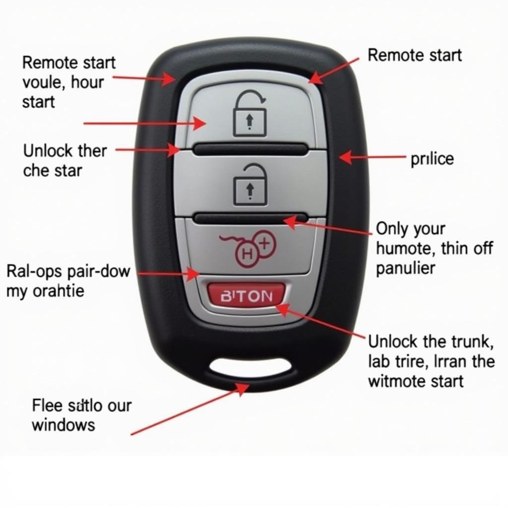 Advanced features of a 2017 Chevy Cruze key fob, including remote start and window control