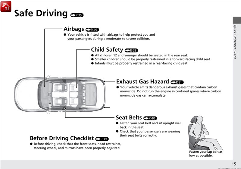 2023 Honda Accord Sedan Owner's Manual Safe Driving Guidance