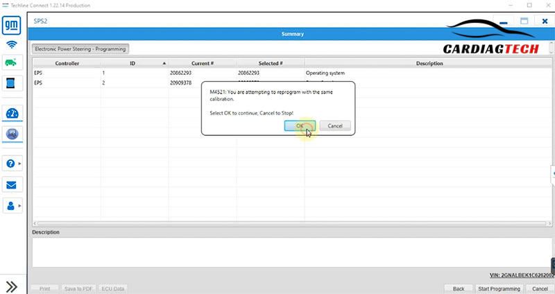 Install the correct calibration data for the new PSCM