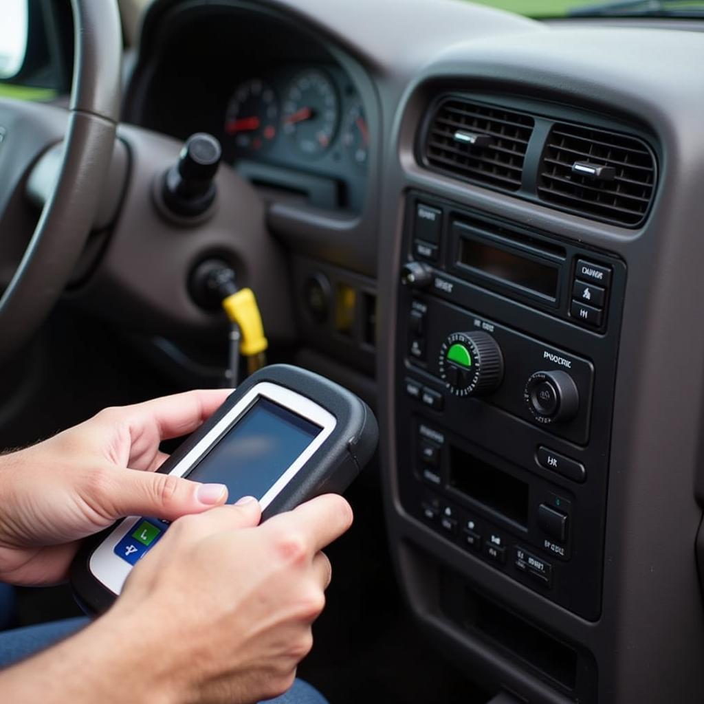 ABS Diagnostic Tool Connected to a 2002 Dodge Caravan