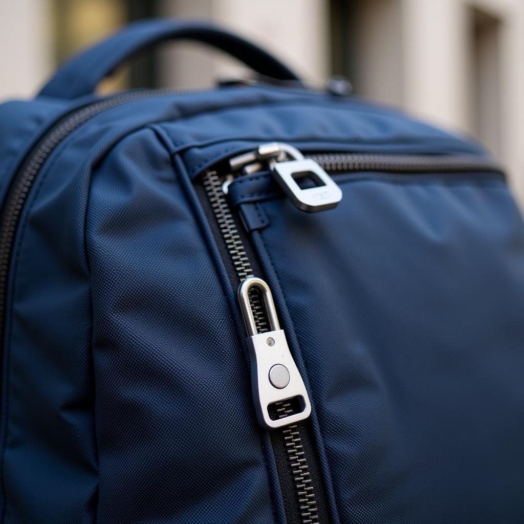 Anti-theft zipper lock on a backpack