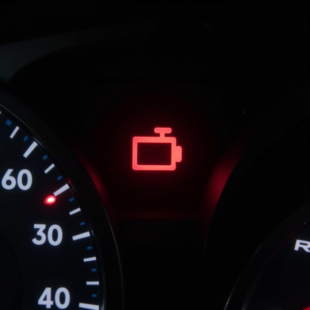 Illuminated Battery Light on Car Dashboard