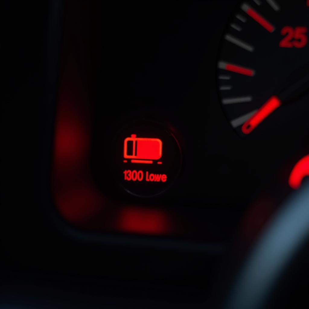 Battery Low Warning Light on Car Dashboard