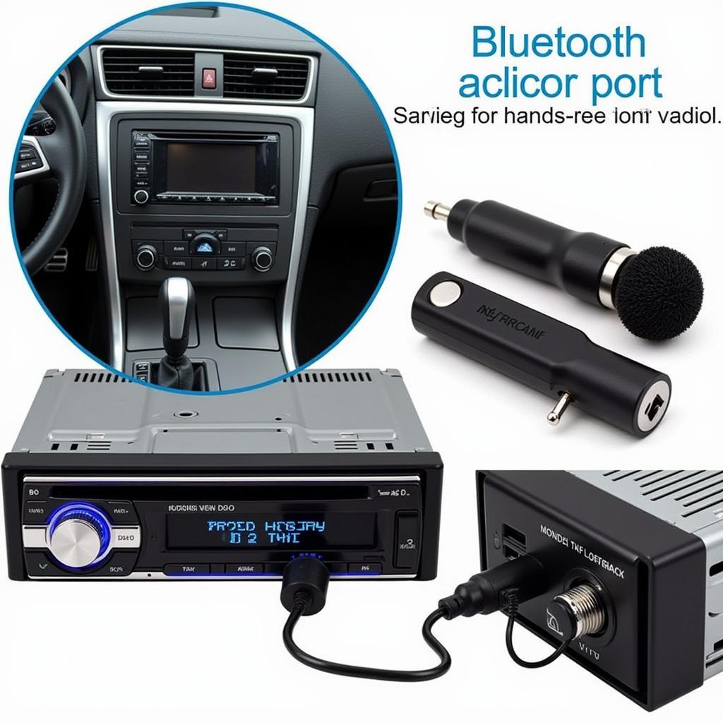 Bluetooth Car Radio Adapter Connected to Car Stereo