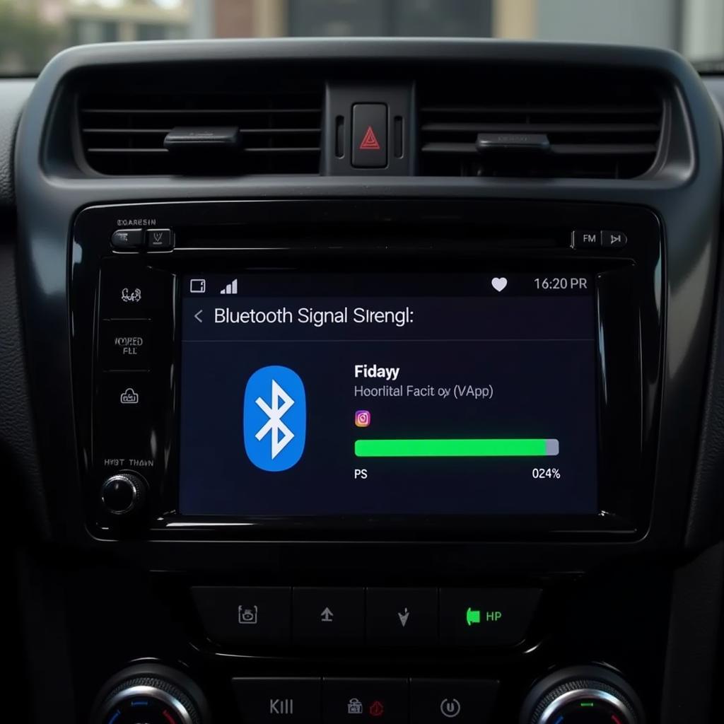 Bluetooth Signal Bars Displayed on Car Radio